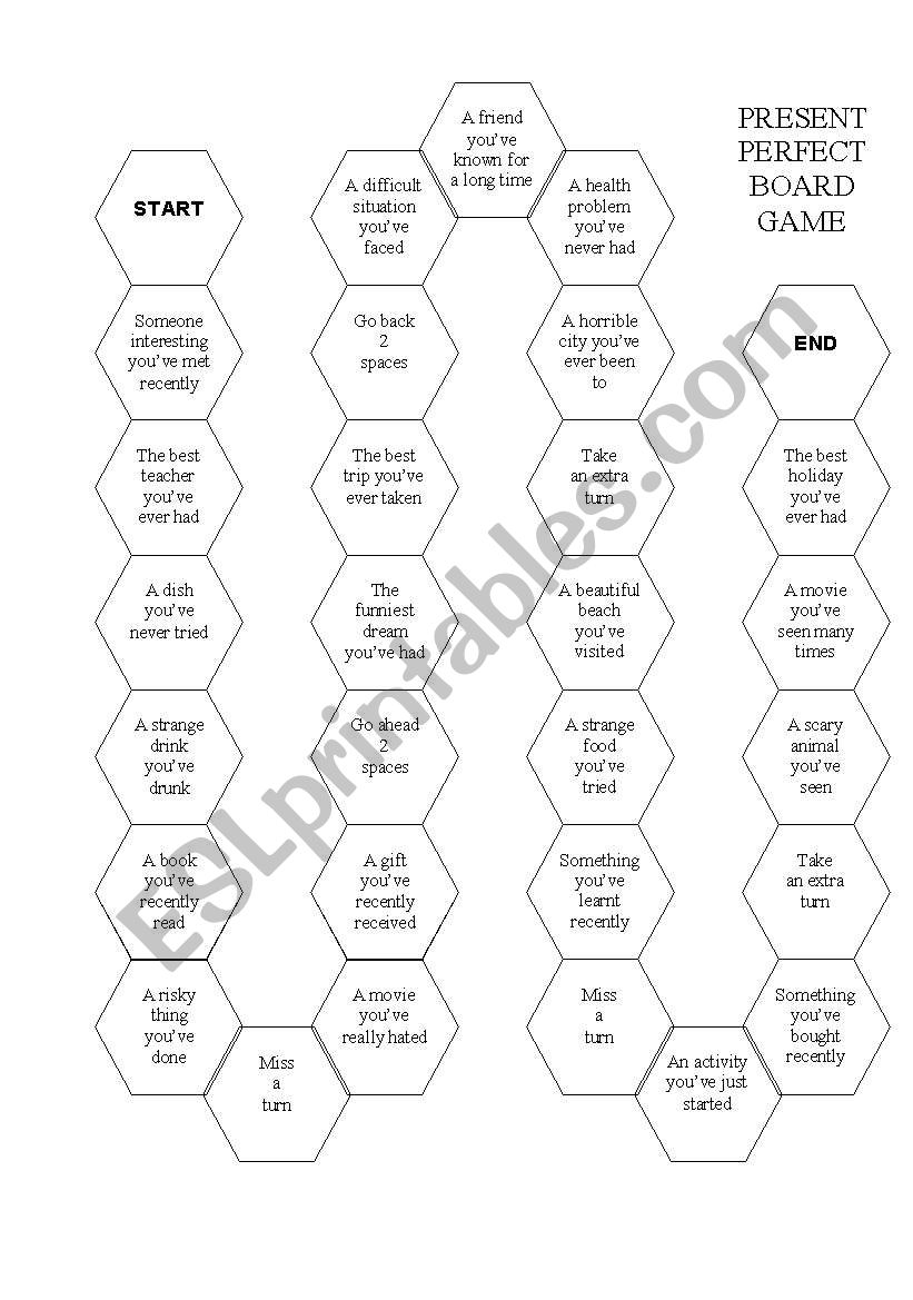 PRESENT PERFECT BOARD GAME worksheet