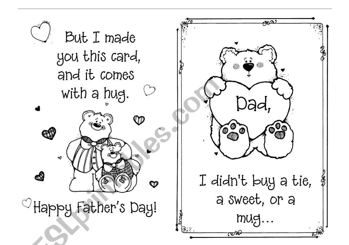 Fathers Day Card worksheet