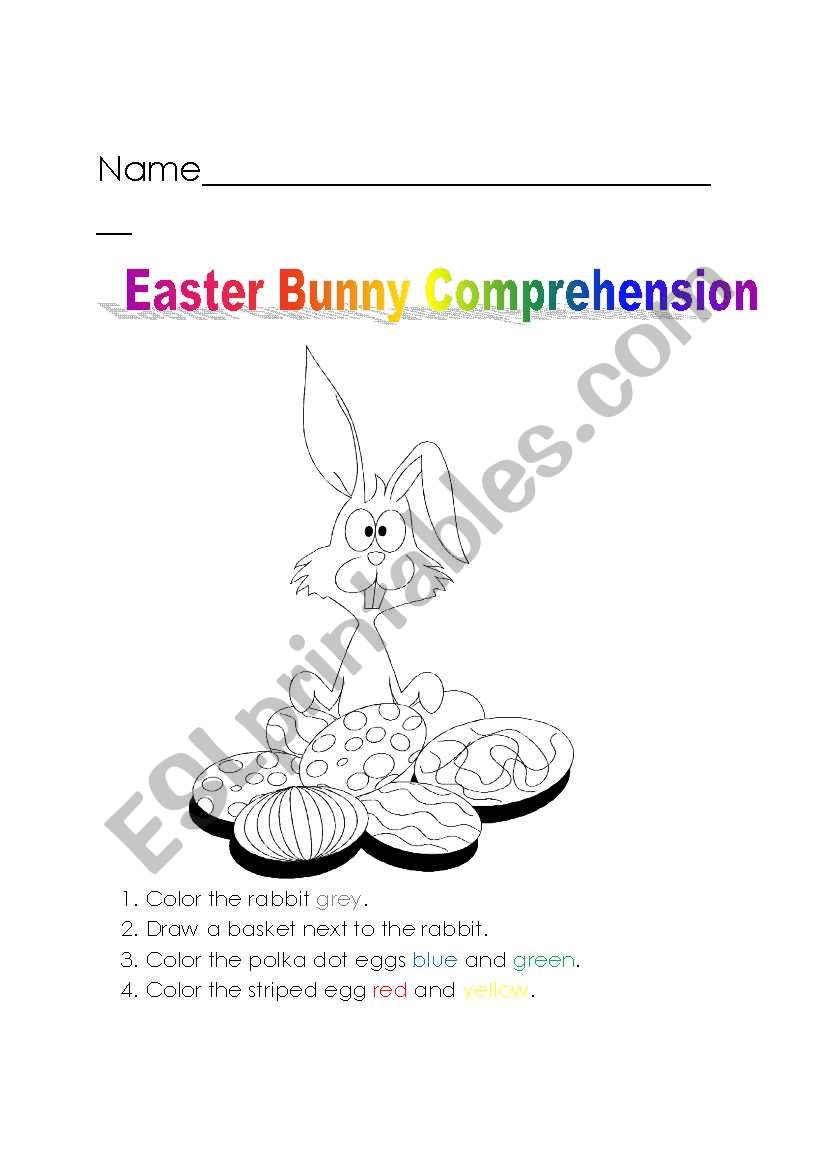 Easter bunny comprehension worksheet