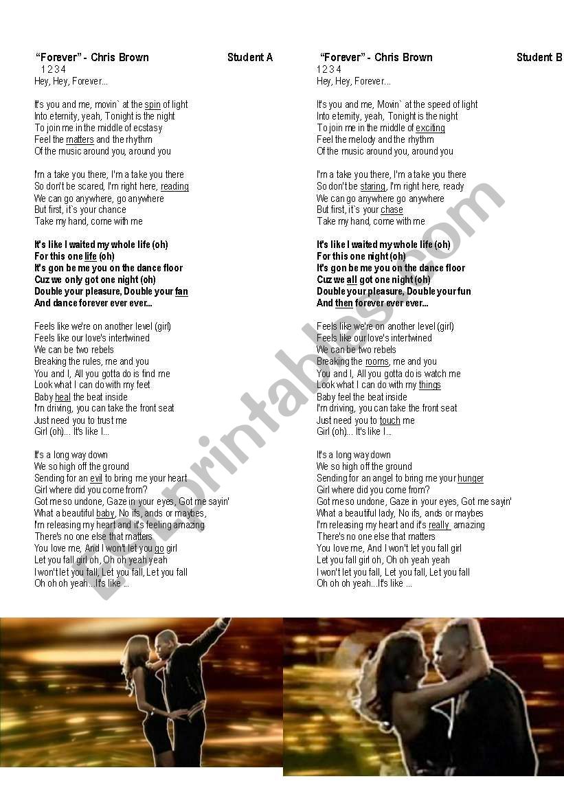 Song Forever - Chris brown worksheet