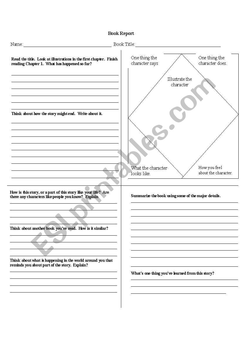 Book Report Form worksheet