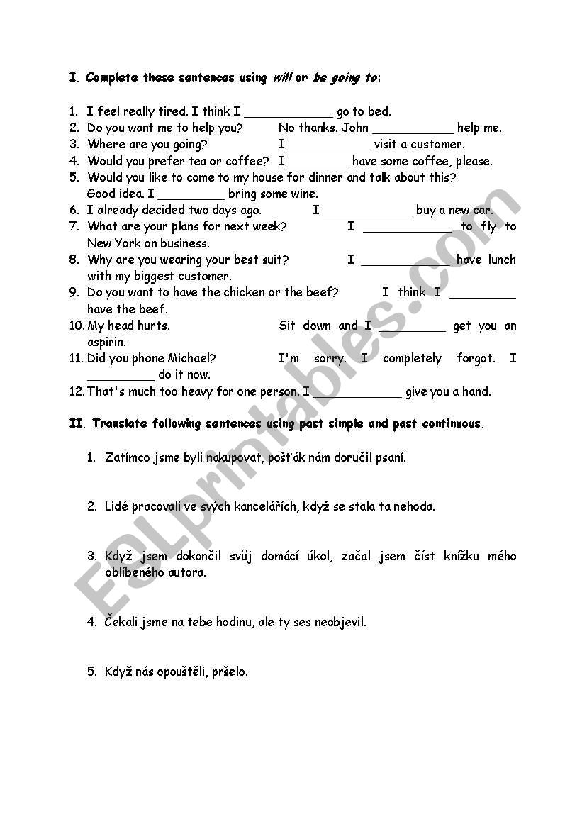 future intensions and past tenses