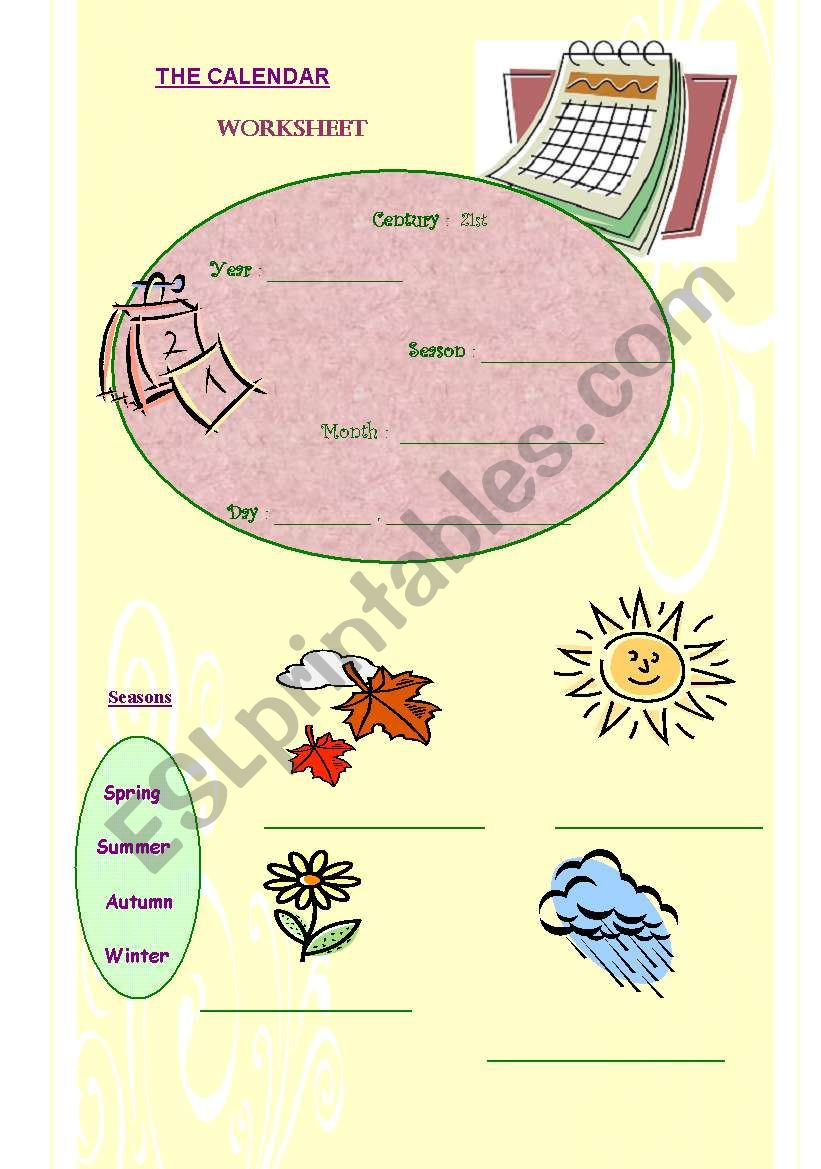 Months, Seasons, days,.... worksheet