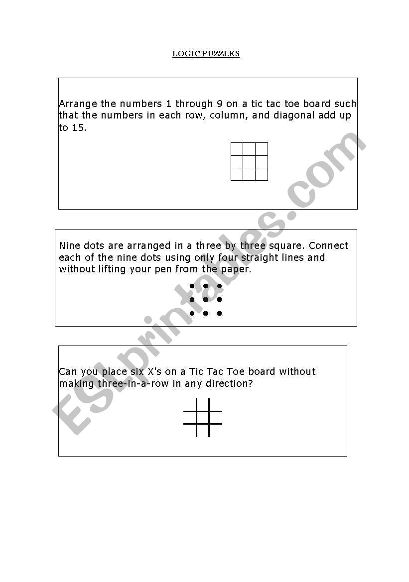 LOGIC PUZZLES worksheet