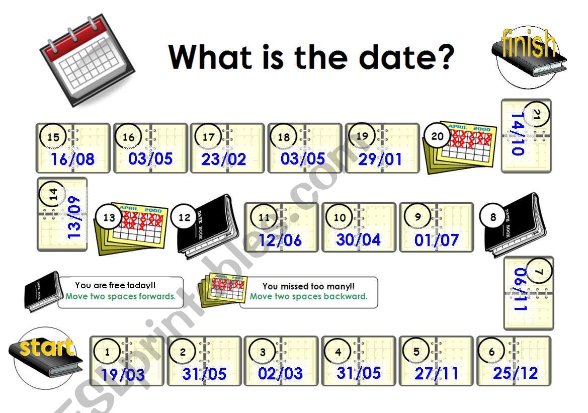 Dates_Game_Board worksheet