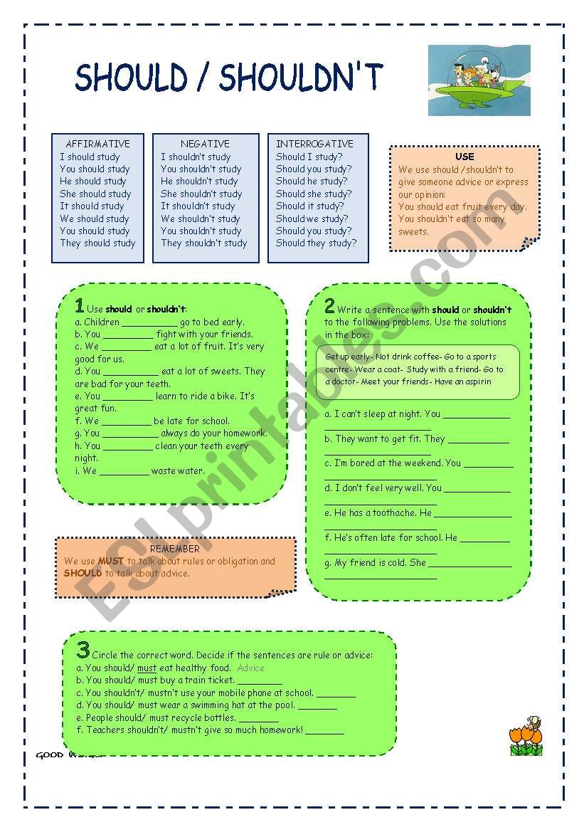 SHOULD/ SHOULDNT worksheet