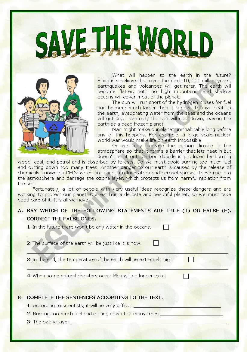 Save the World worksheet