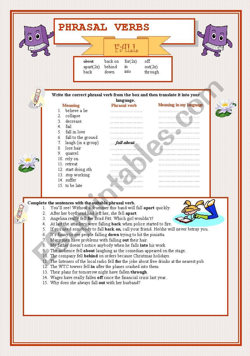 Phrasal verbs - FALL worksheet