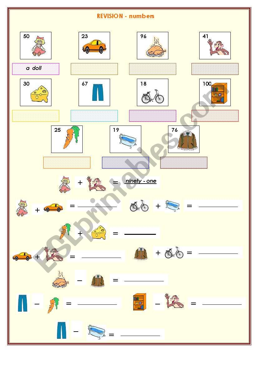 Numbers,vocabulary worksheet