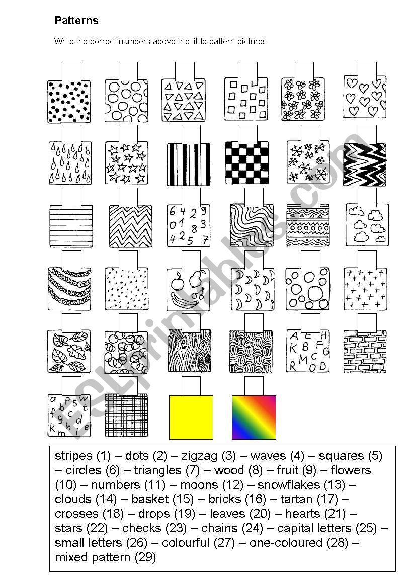 Patterns - Matching Exercise worksheet