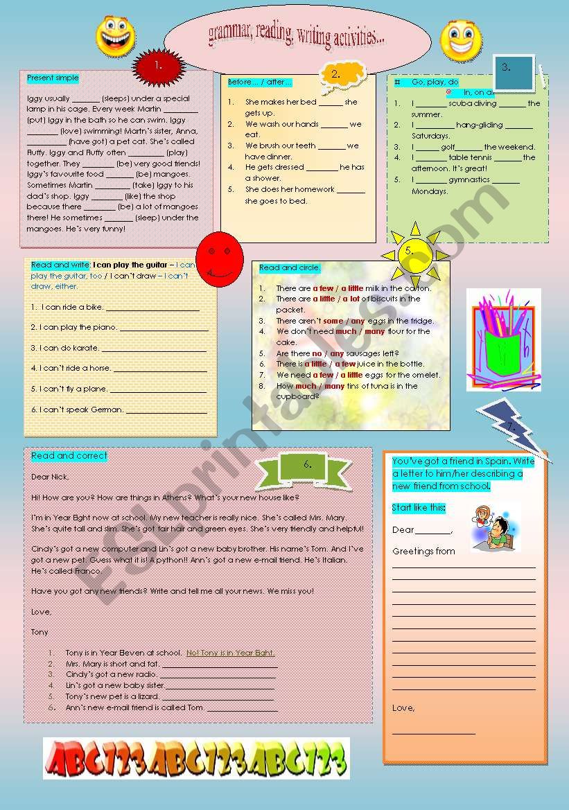 GRAMMAR, READING, WRITING ACTIVITIES