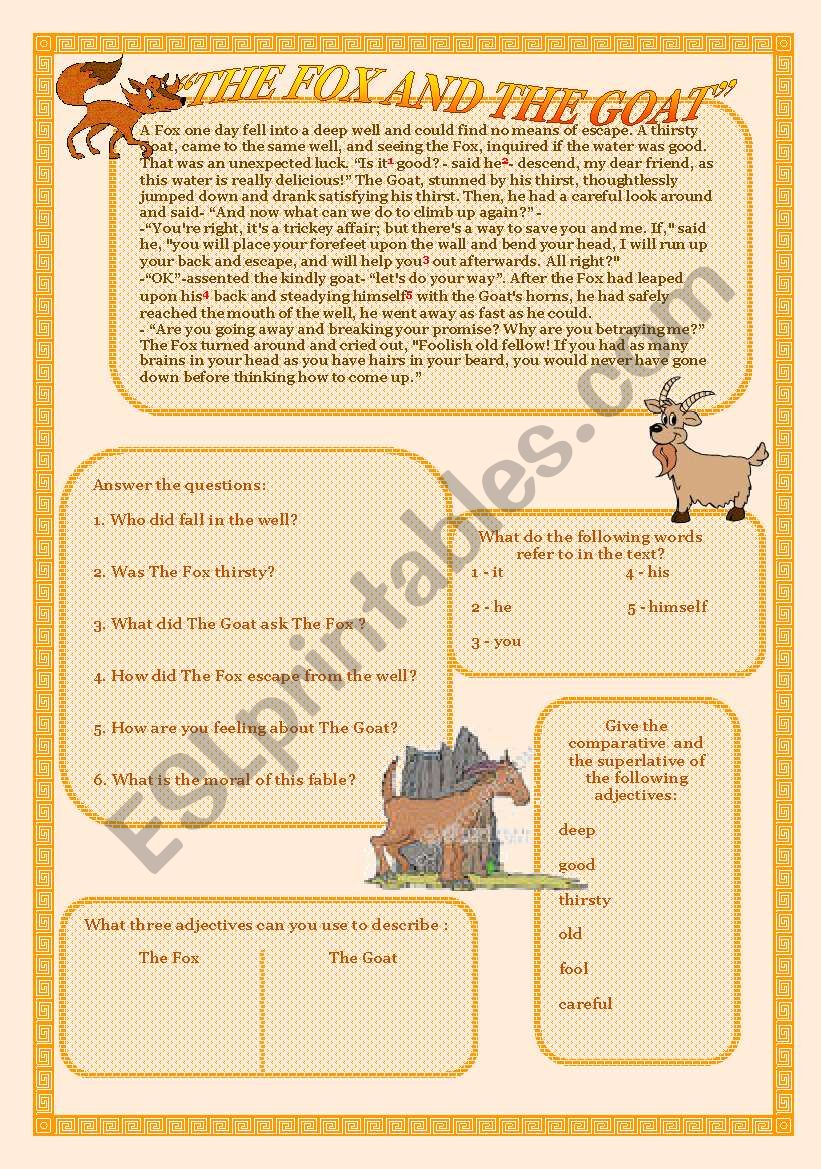 The fox and the goat worksheet