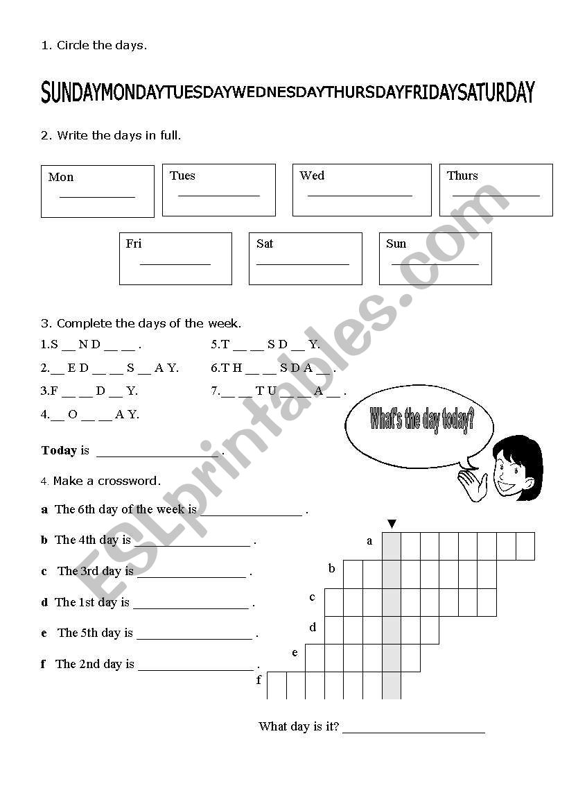 DAYS worksheet