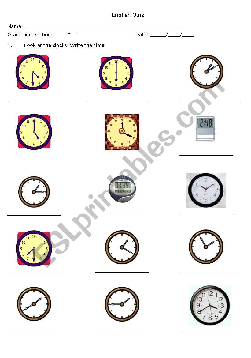 What time is it? worksheet