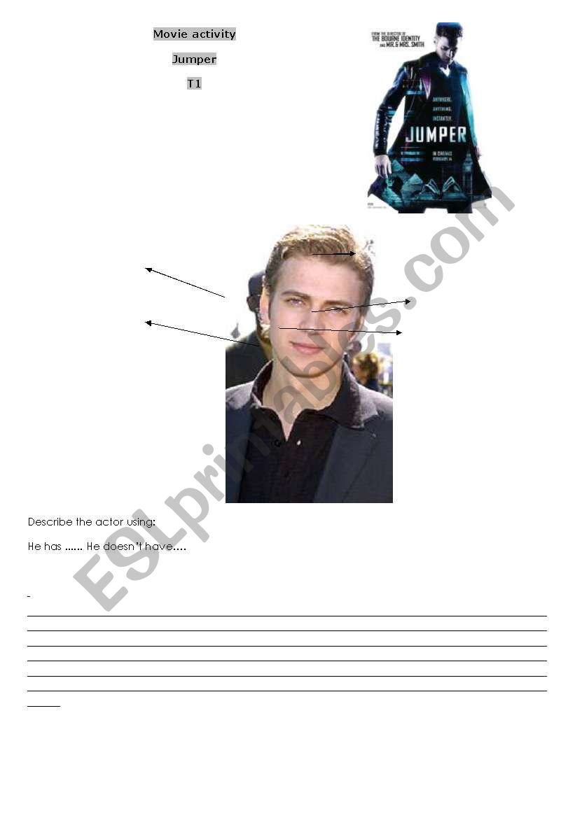 Movie activity The Jumper worksheet