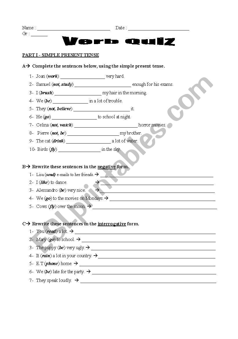  simple present and past review