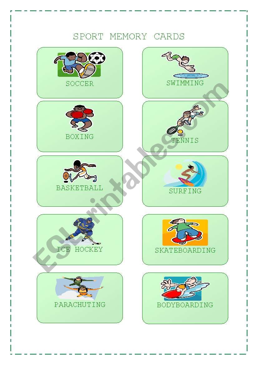 SPORT MEMORY CARDS worksheet