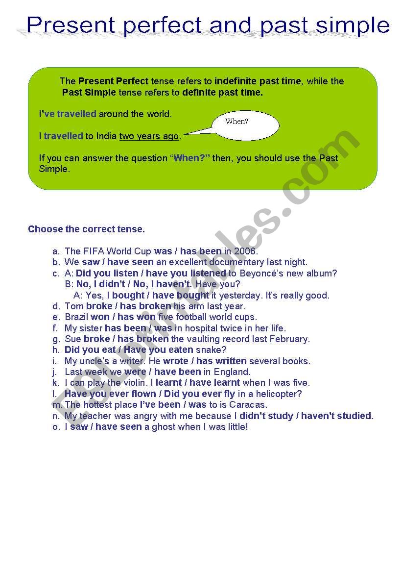 Present perfect and past simple