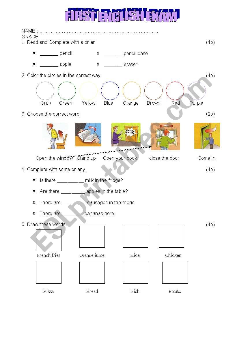 AN ENGLISH EXAM worksheet