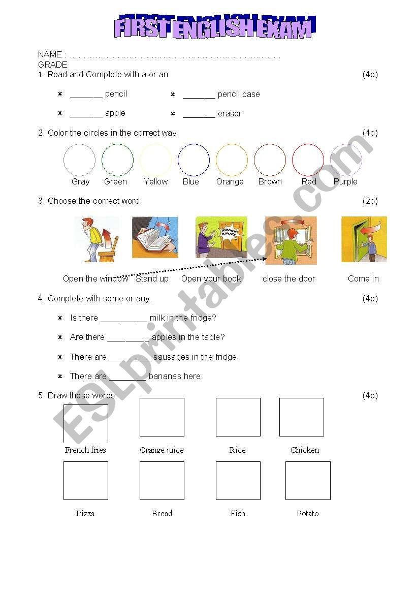 AN ENGLISH EXAM worksheet