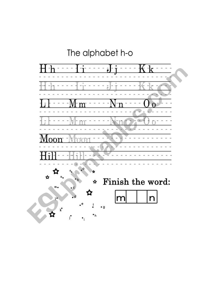 The alphabet h-o worksheet