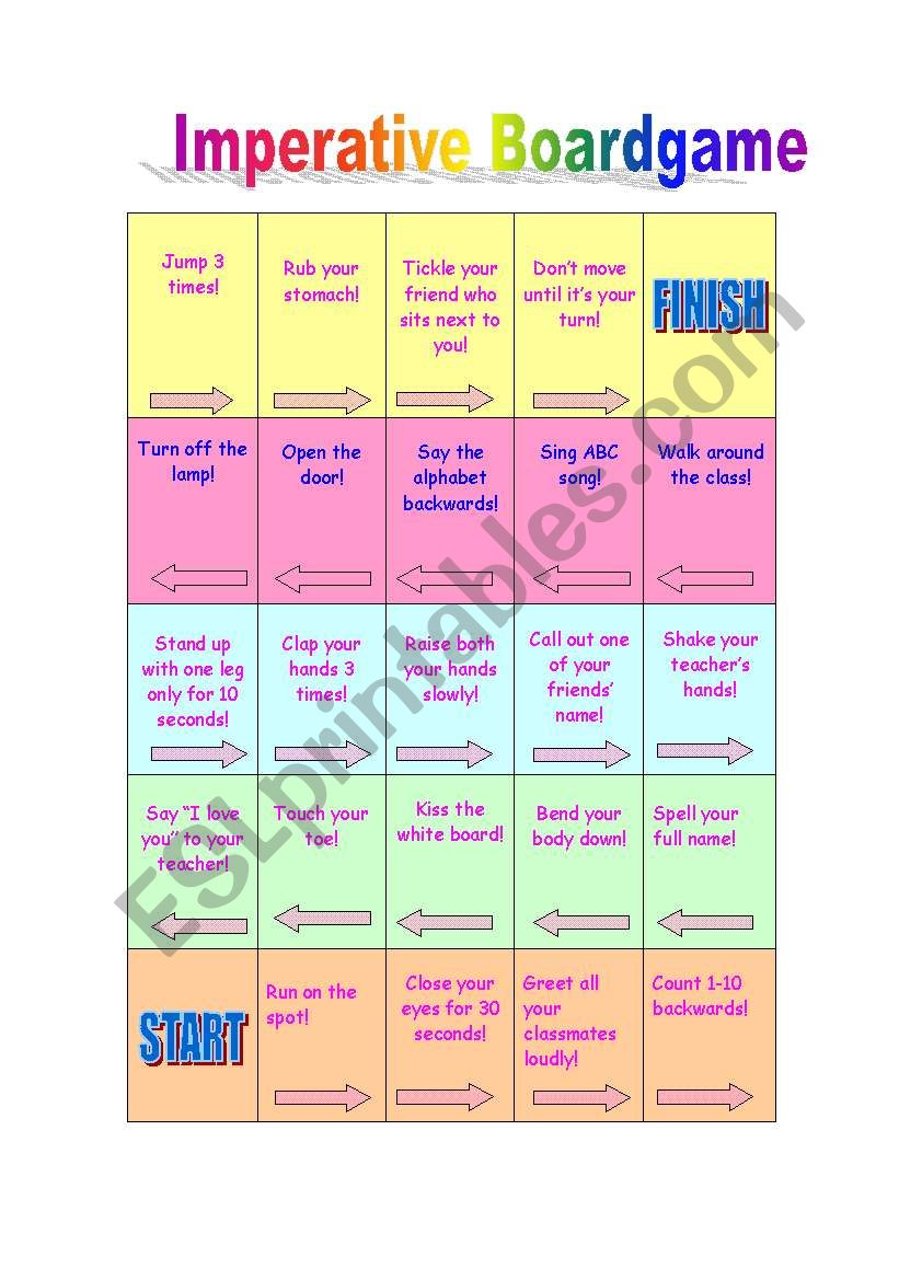 imperative boardgame worksheet