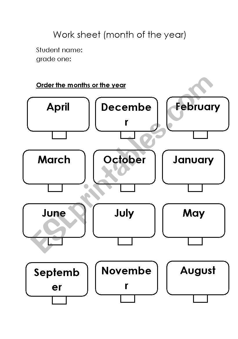 months of the year worksheet