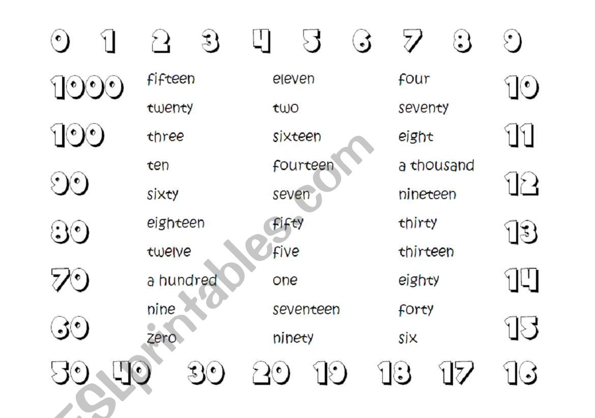 Matching Numbers worksheet