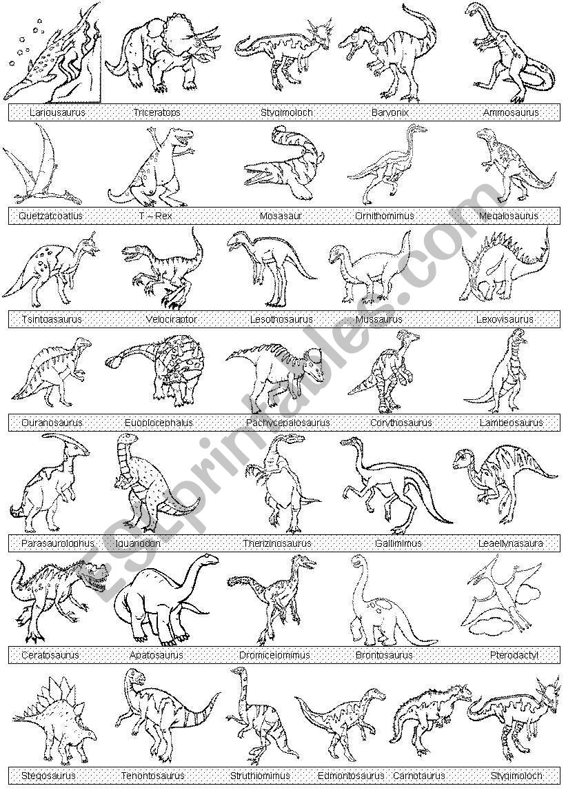 Dinosaur Pitcionary worksheet