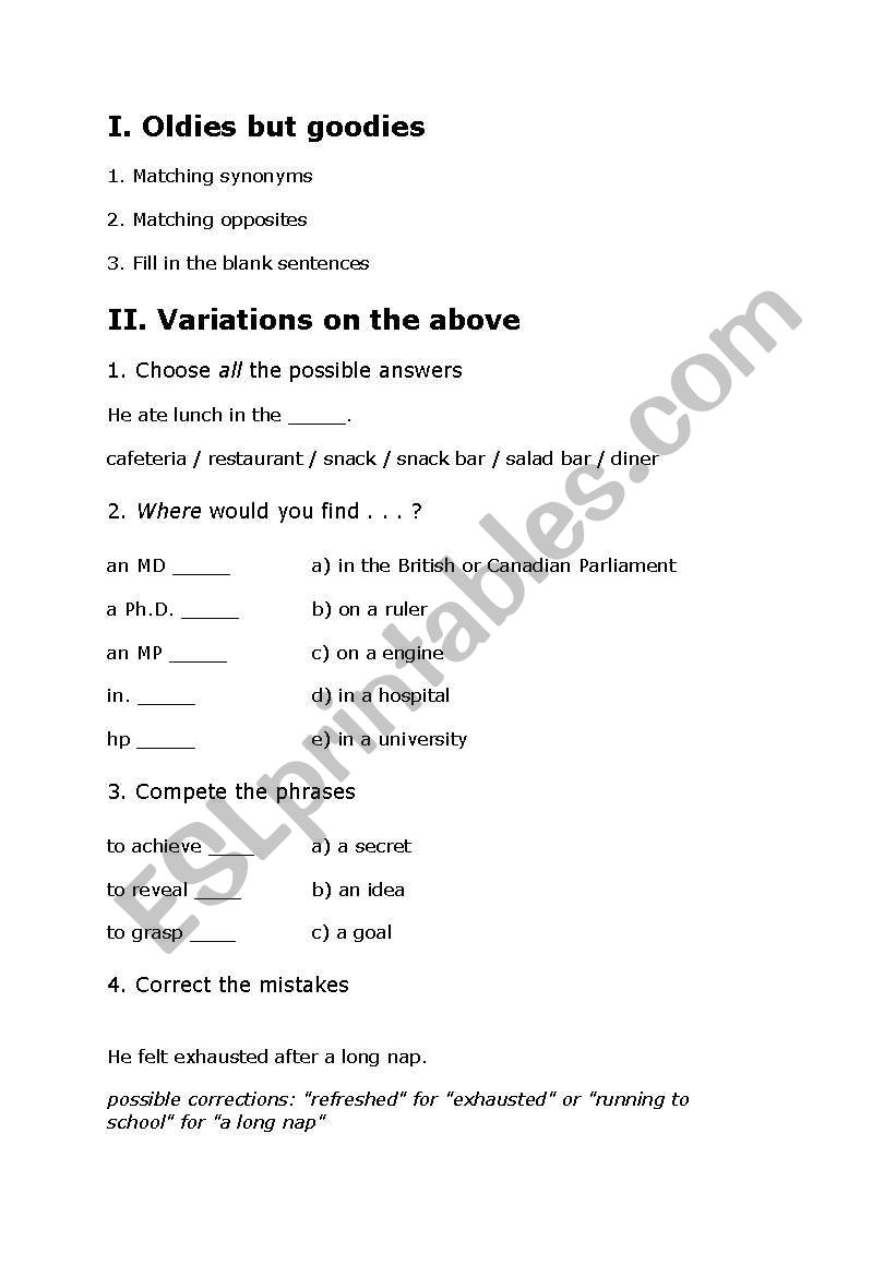 information worksheet