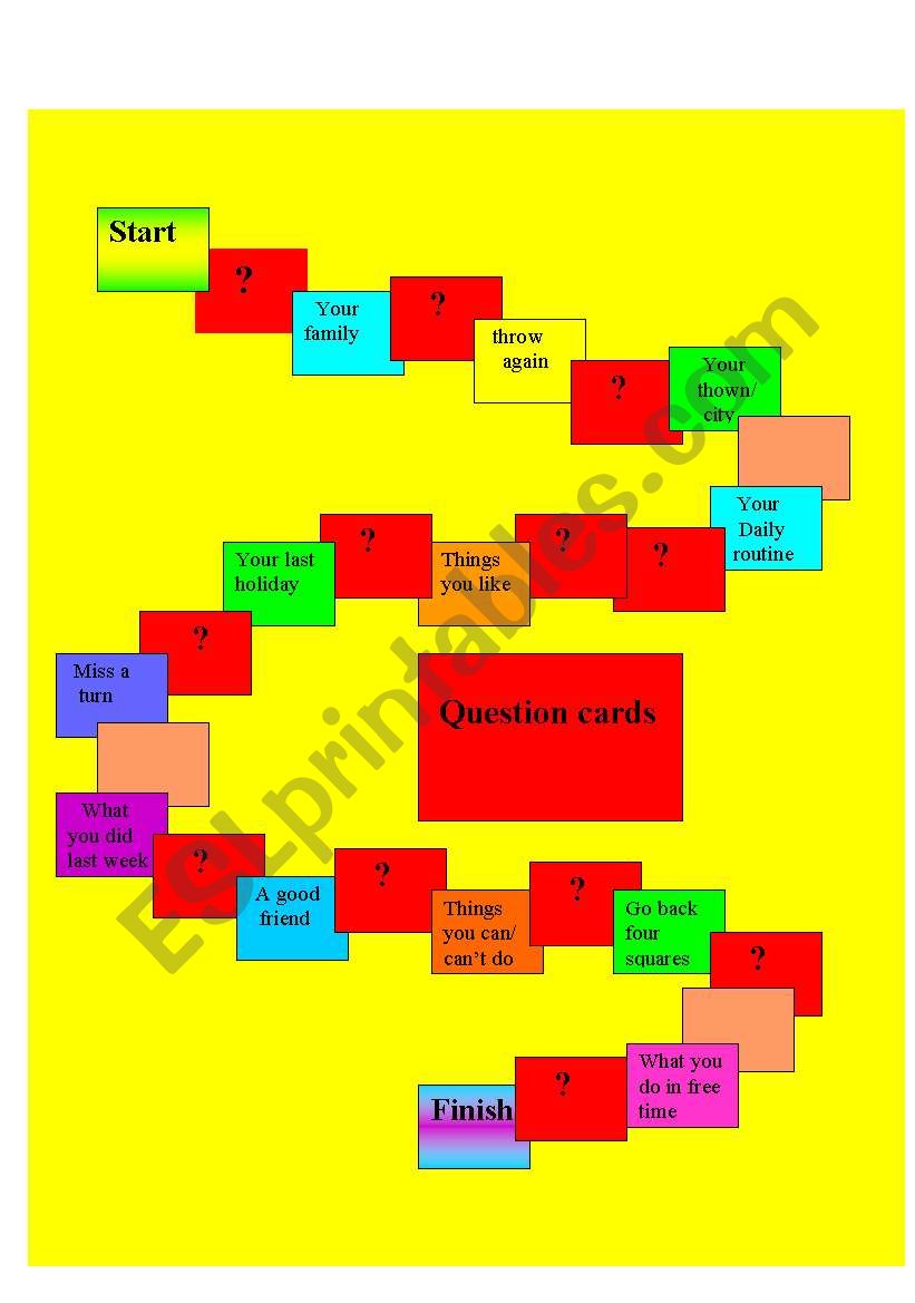 board game worksheet
