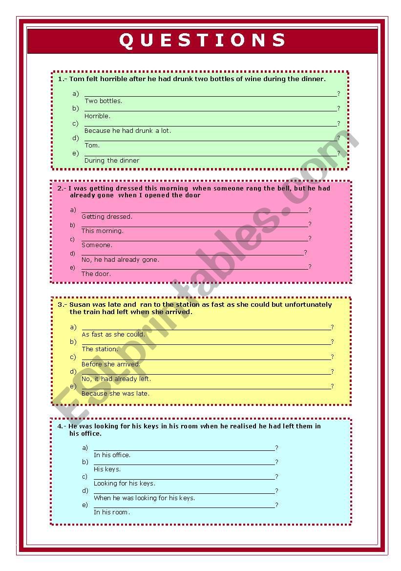 Questions worksheet