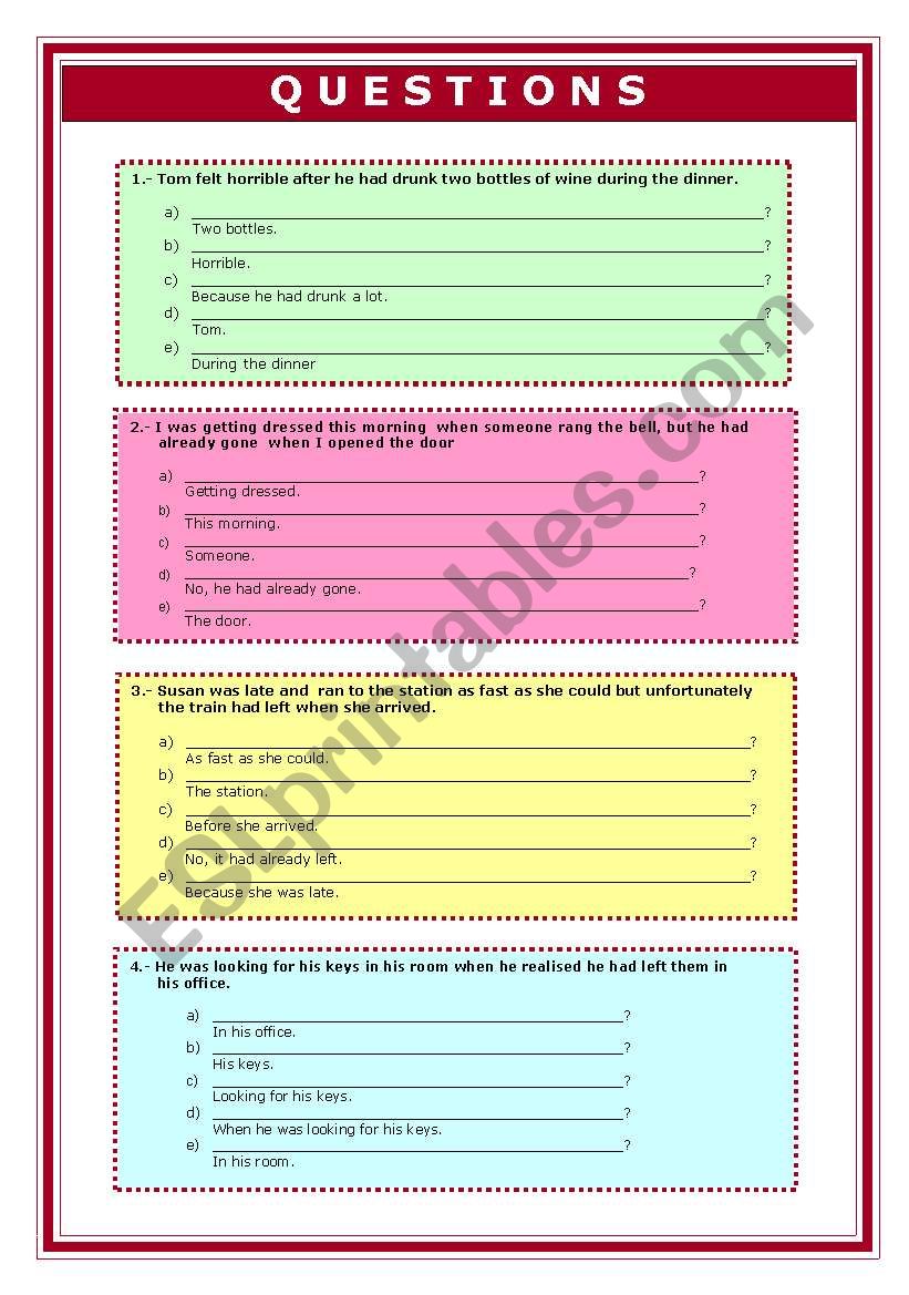 Questions worksheet