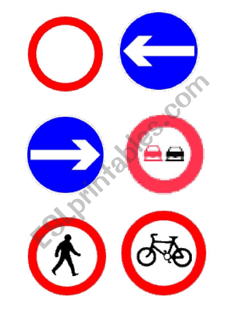 Traffic signs flashcards worksheet