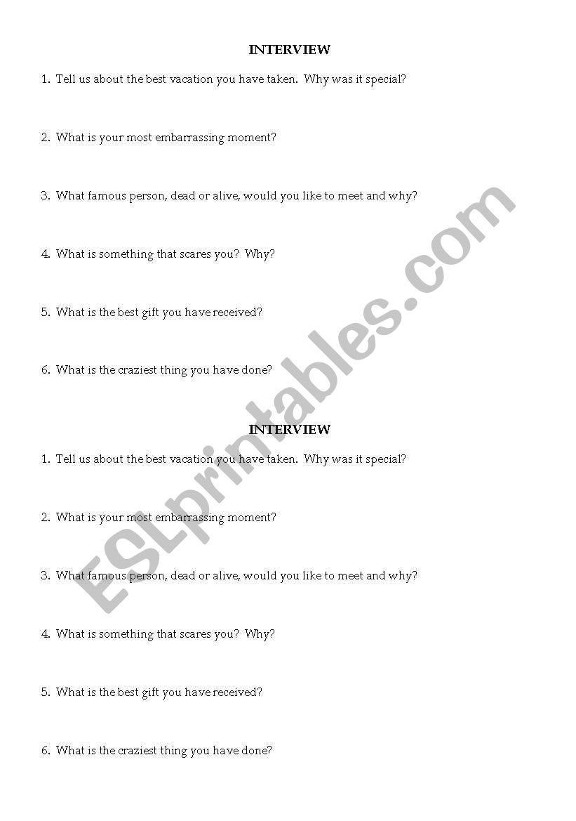 Getting to know you worksheet