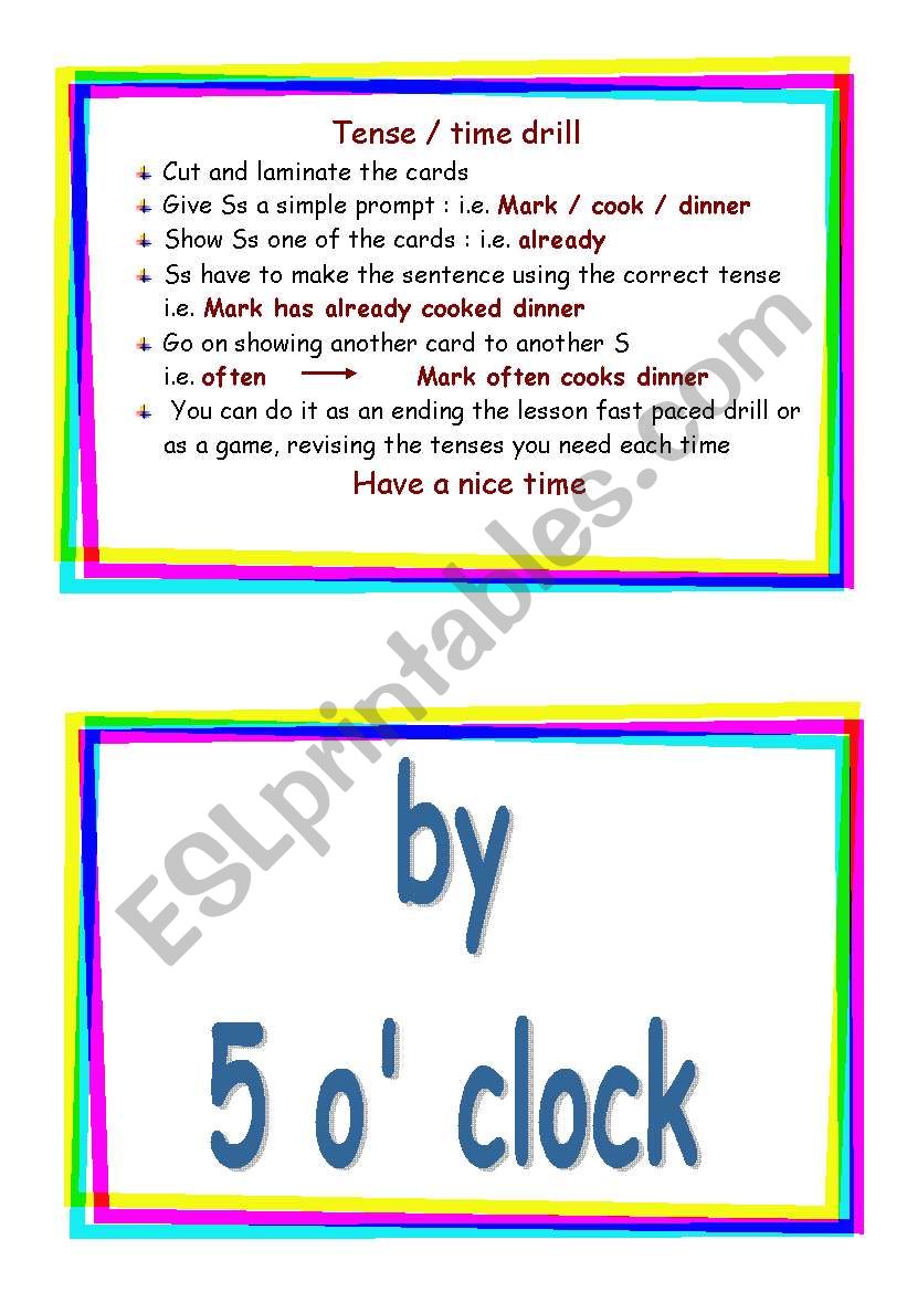 tense time drill worksheet