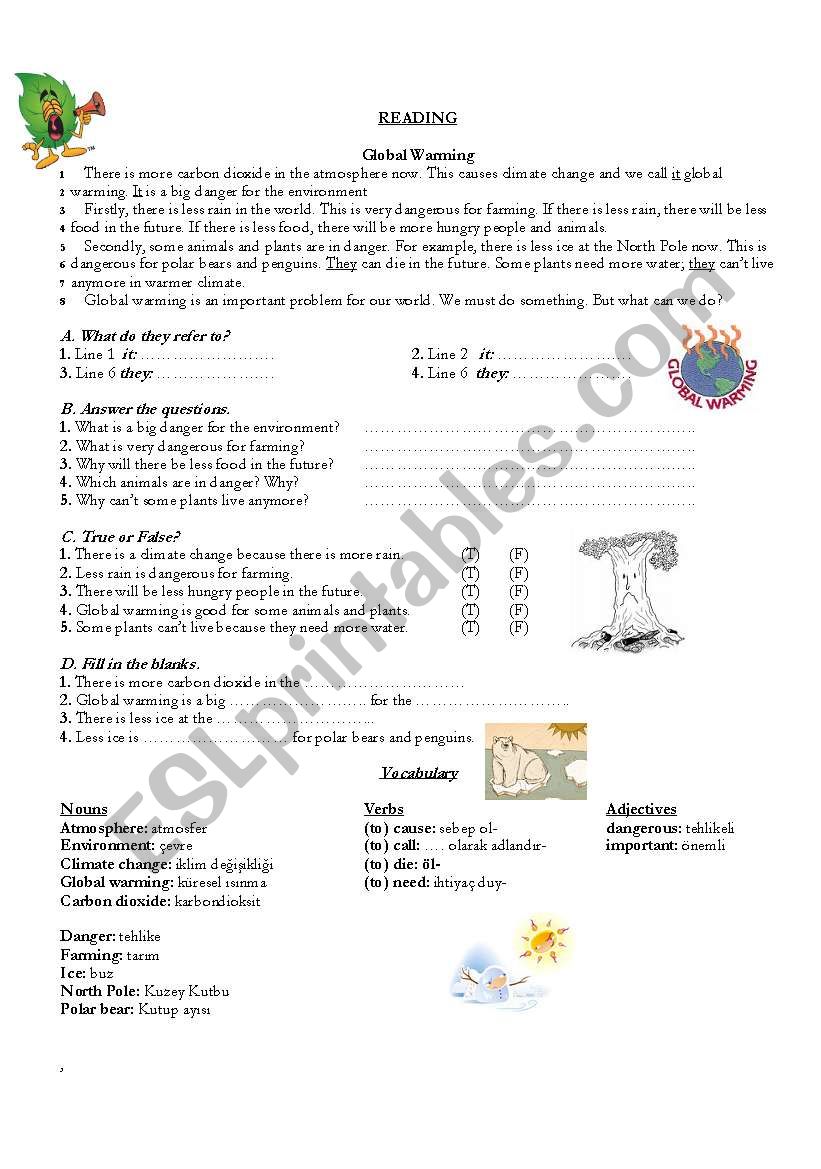 global warming worksheet