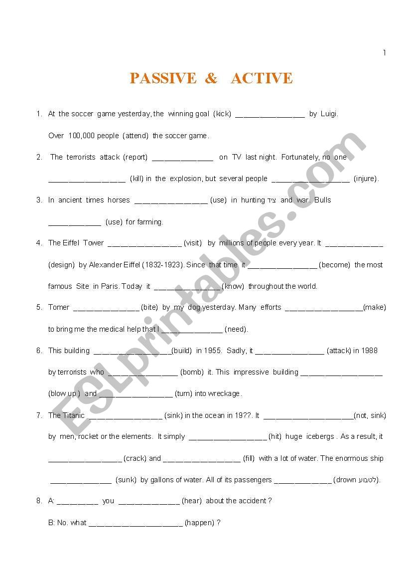 Passive &  Active  voice   -  8th grade