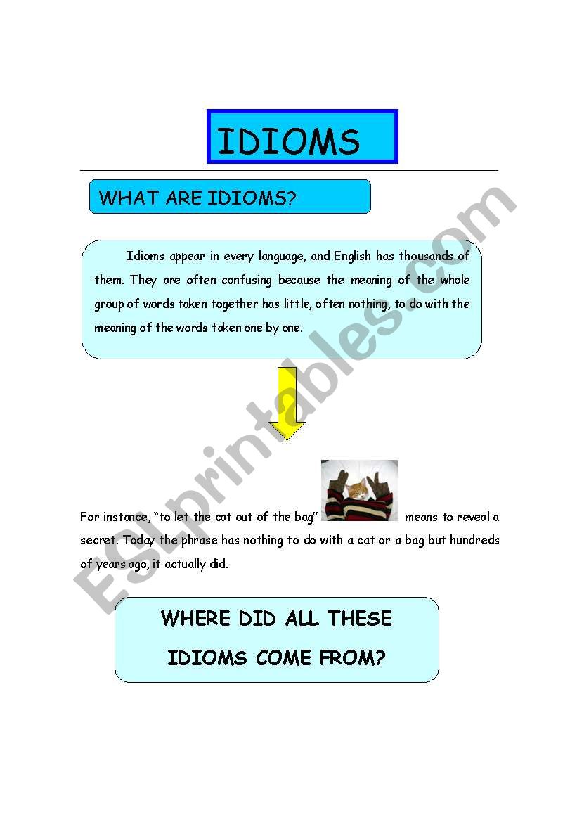 Idioms (7 pages) worksheet