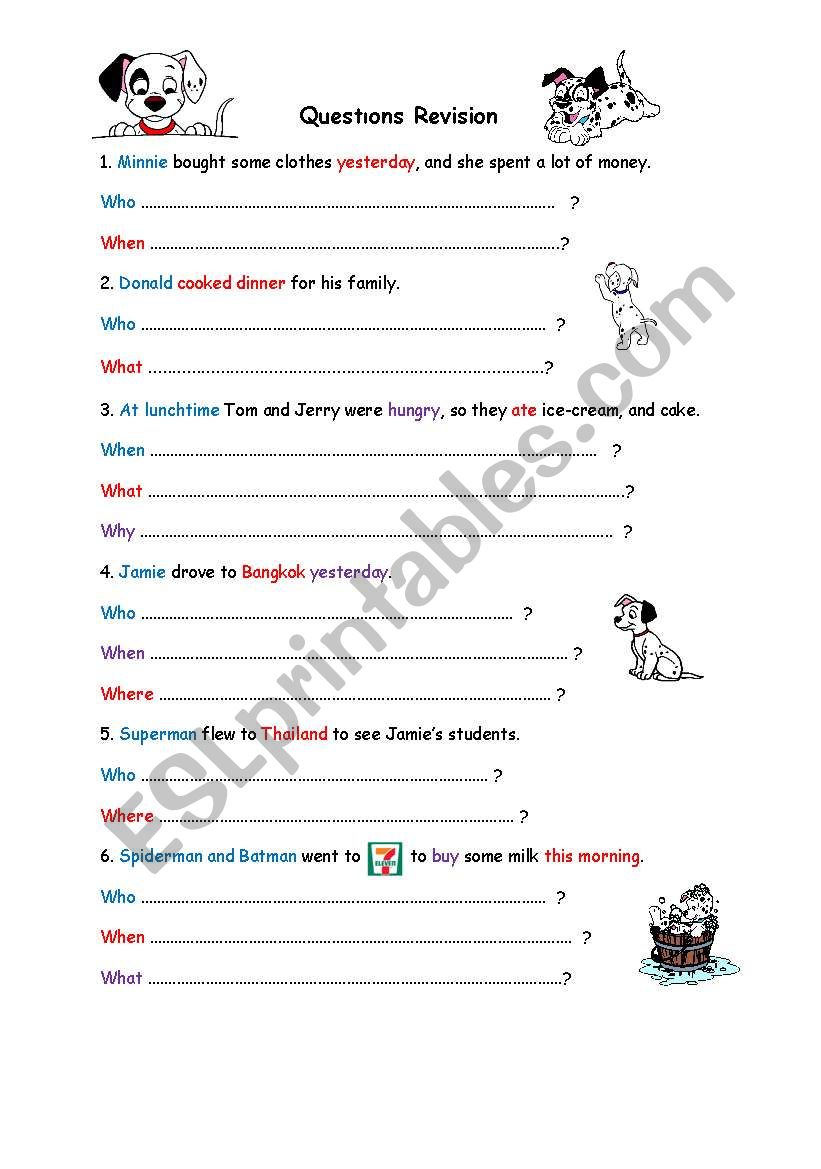 Questions Revsion worksheet