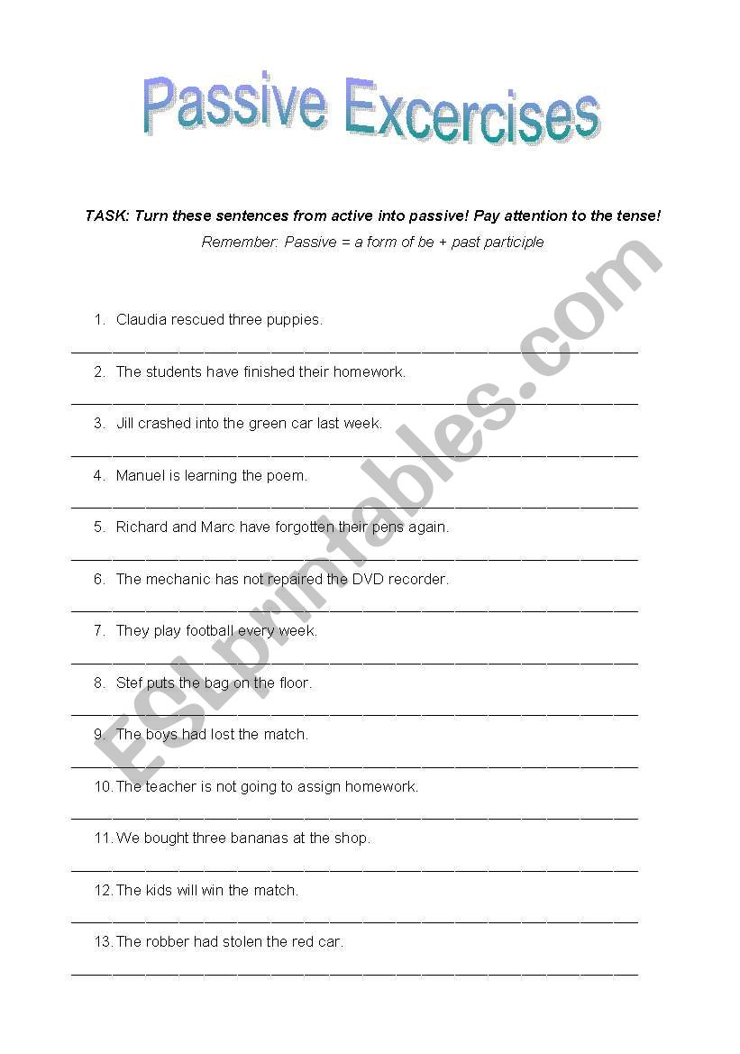 The Passive - Exercises worksheet