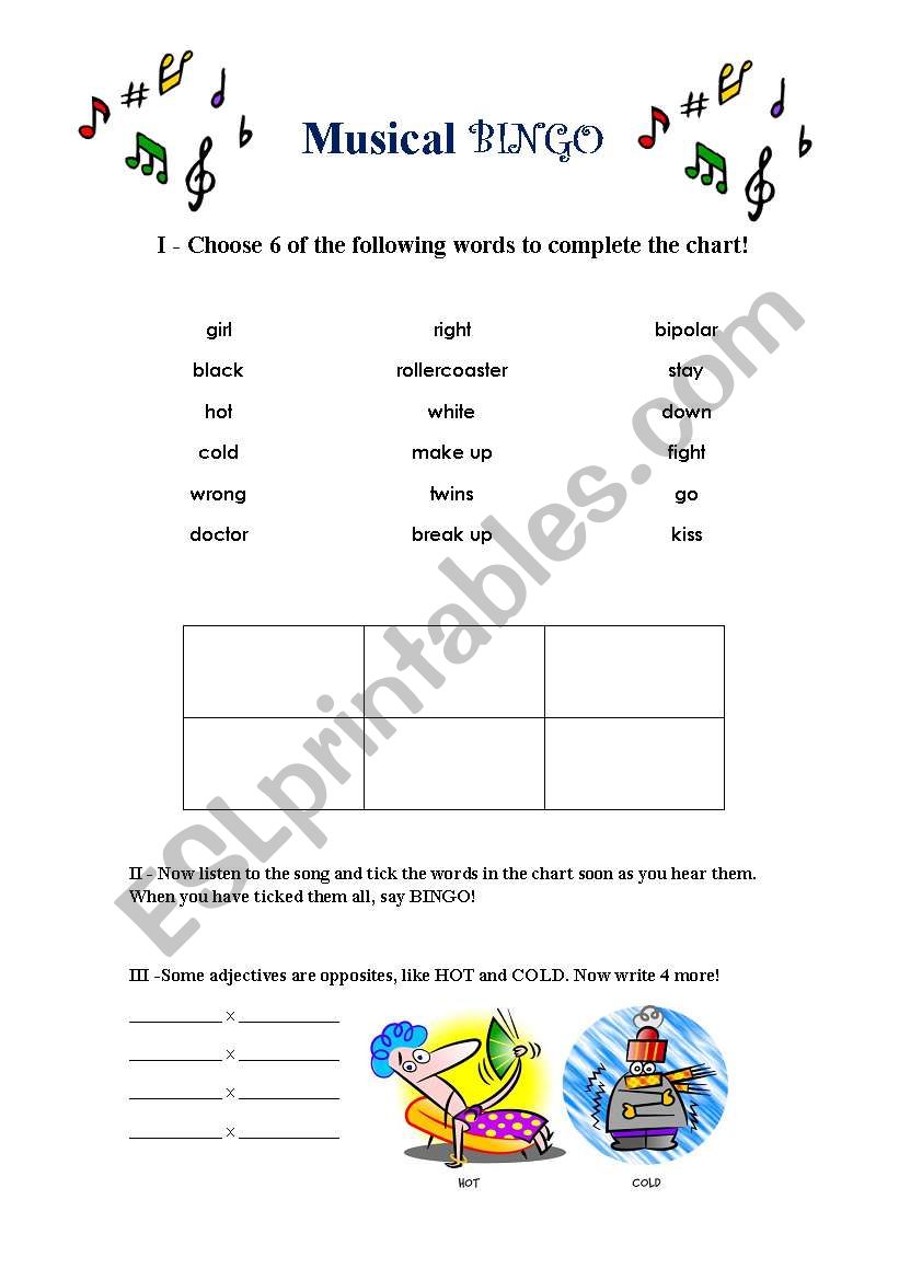 HOTN COLD - KATY PERRY worksheet