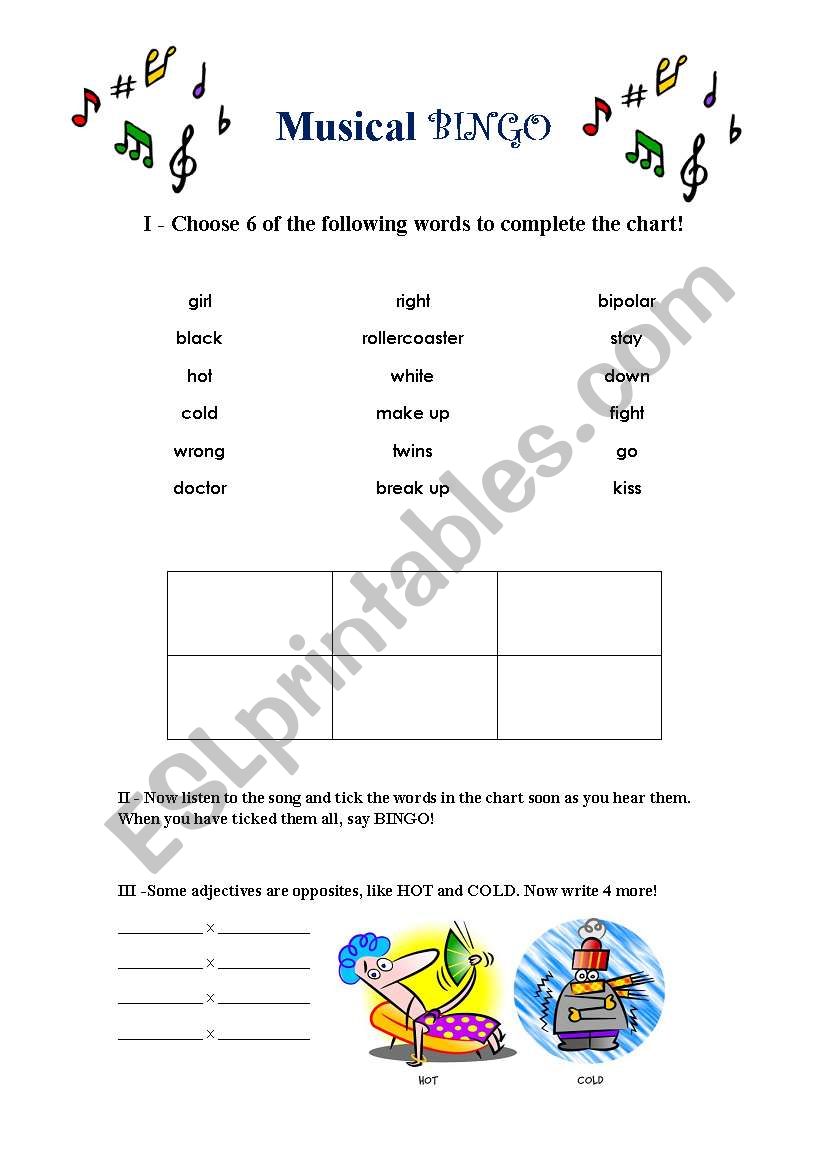 HOTÂ´N COLD - KATY PERRY worksheet