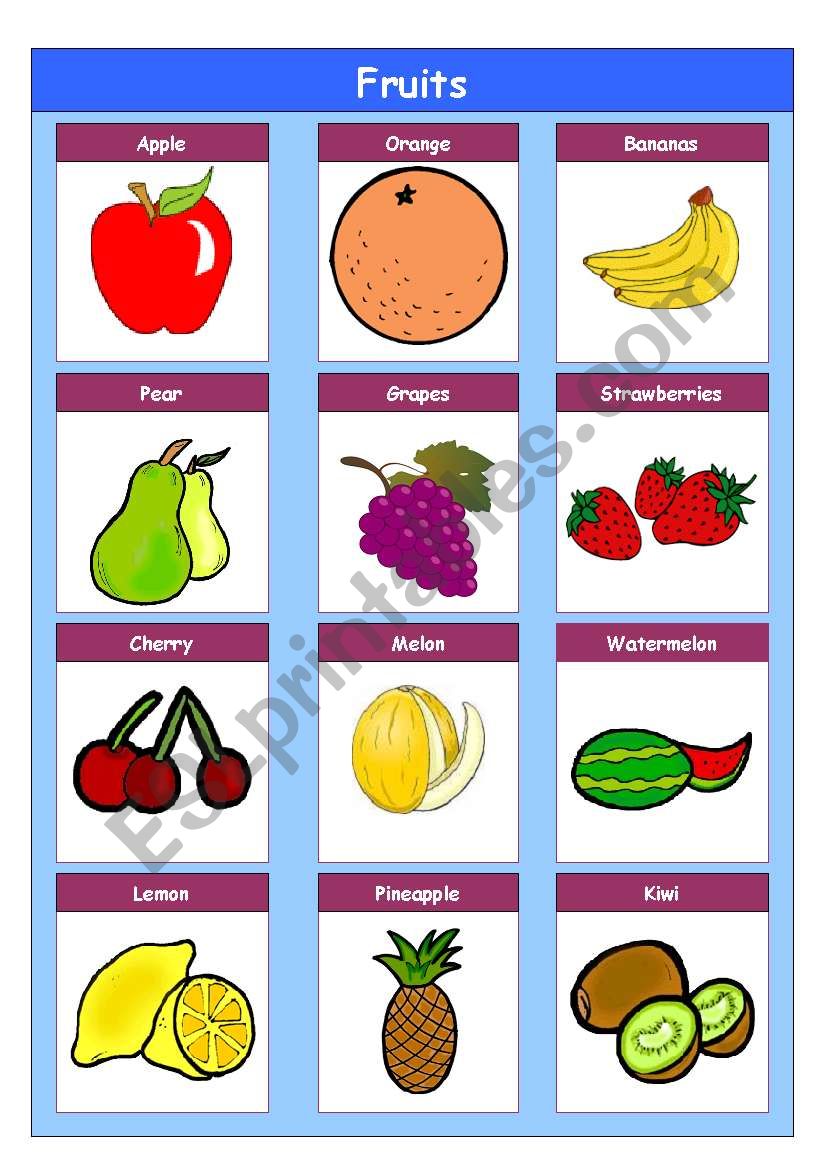 FRUITS worksheet