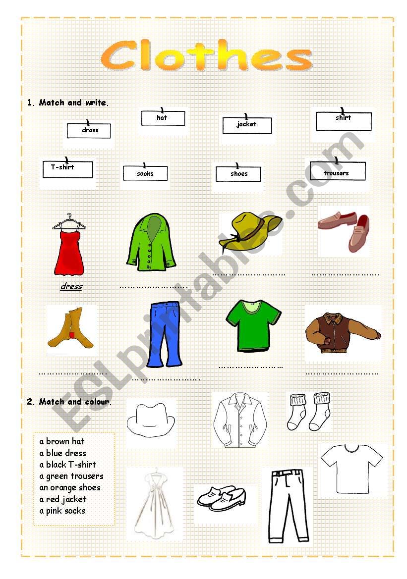 Clothes worksheet