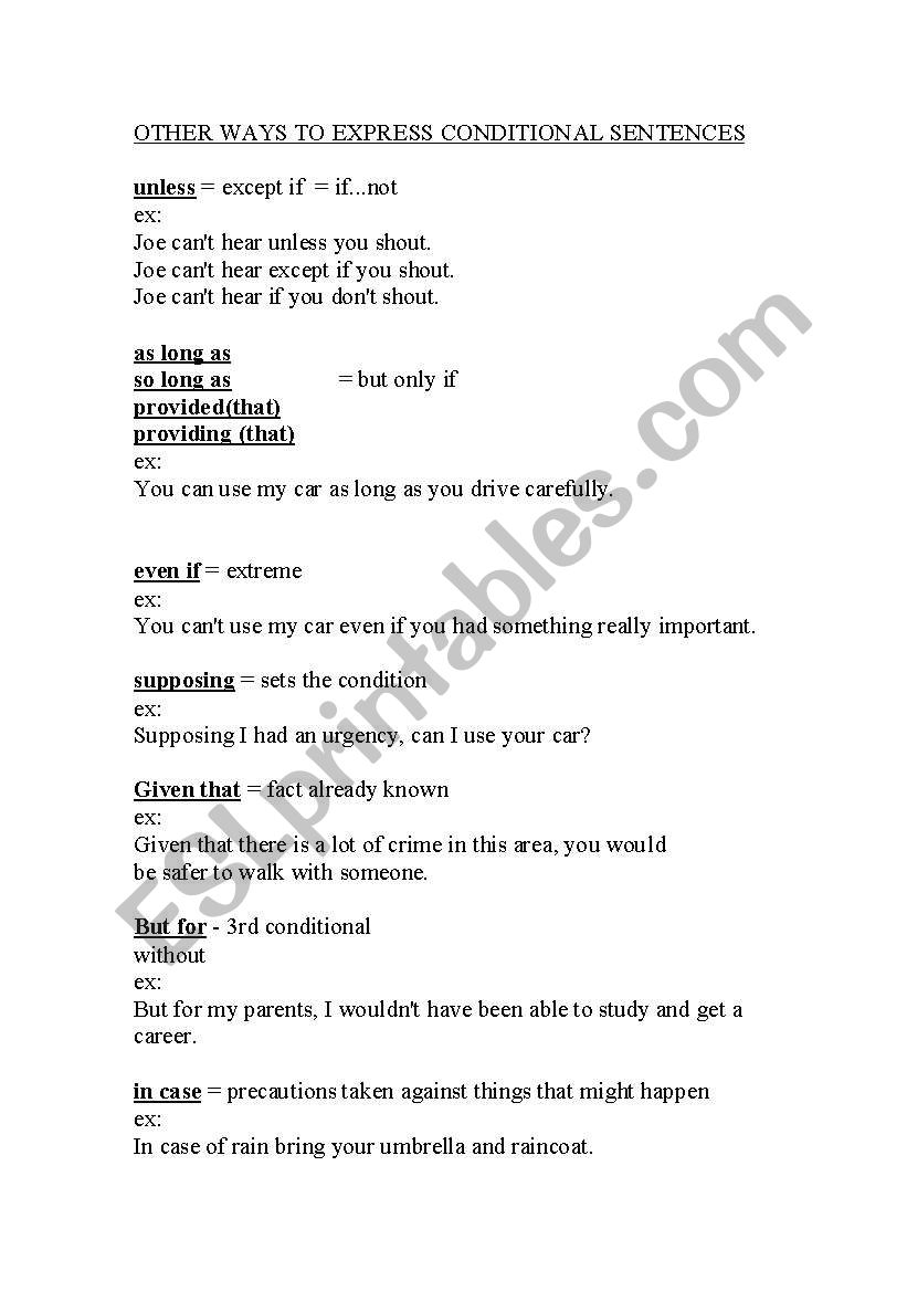 Other ways to express conditional sentences