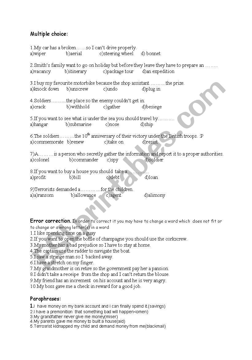 Test  worksheet