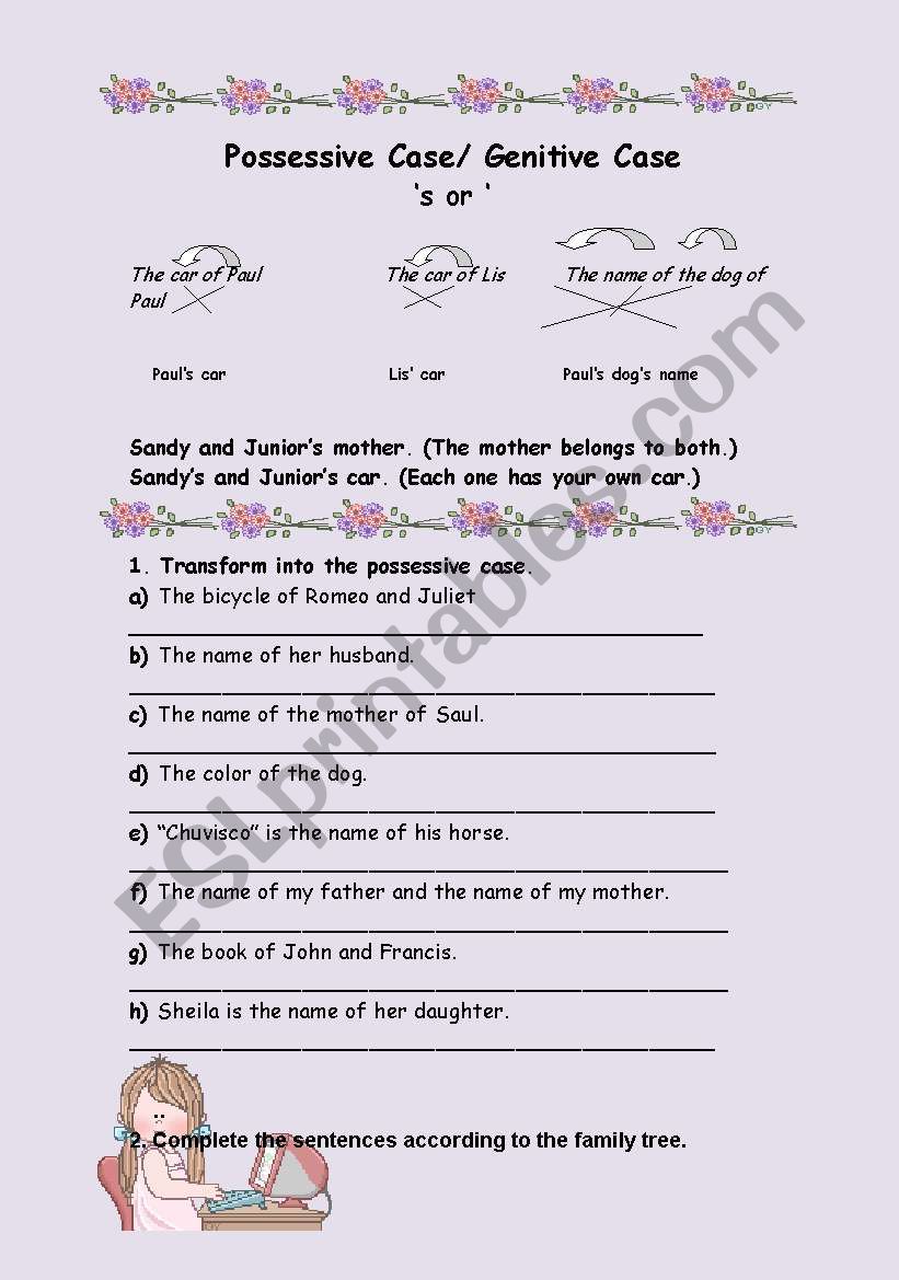 Possessive Case worksheet