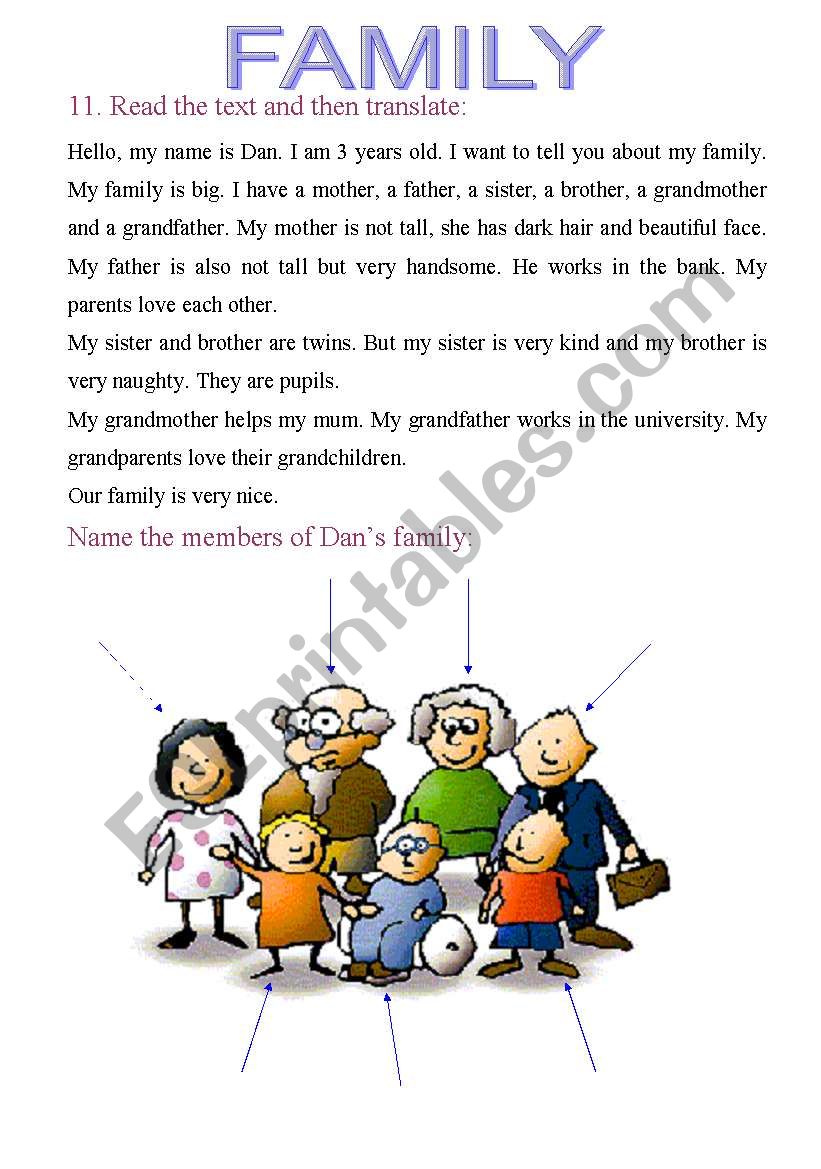 FAMILY READING worksheet