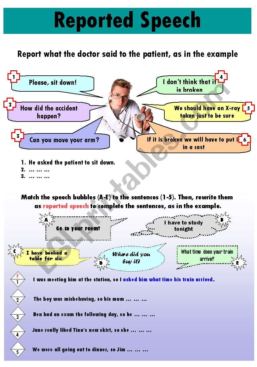 Grammar. Reported Speech worksheet